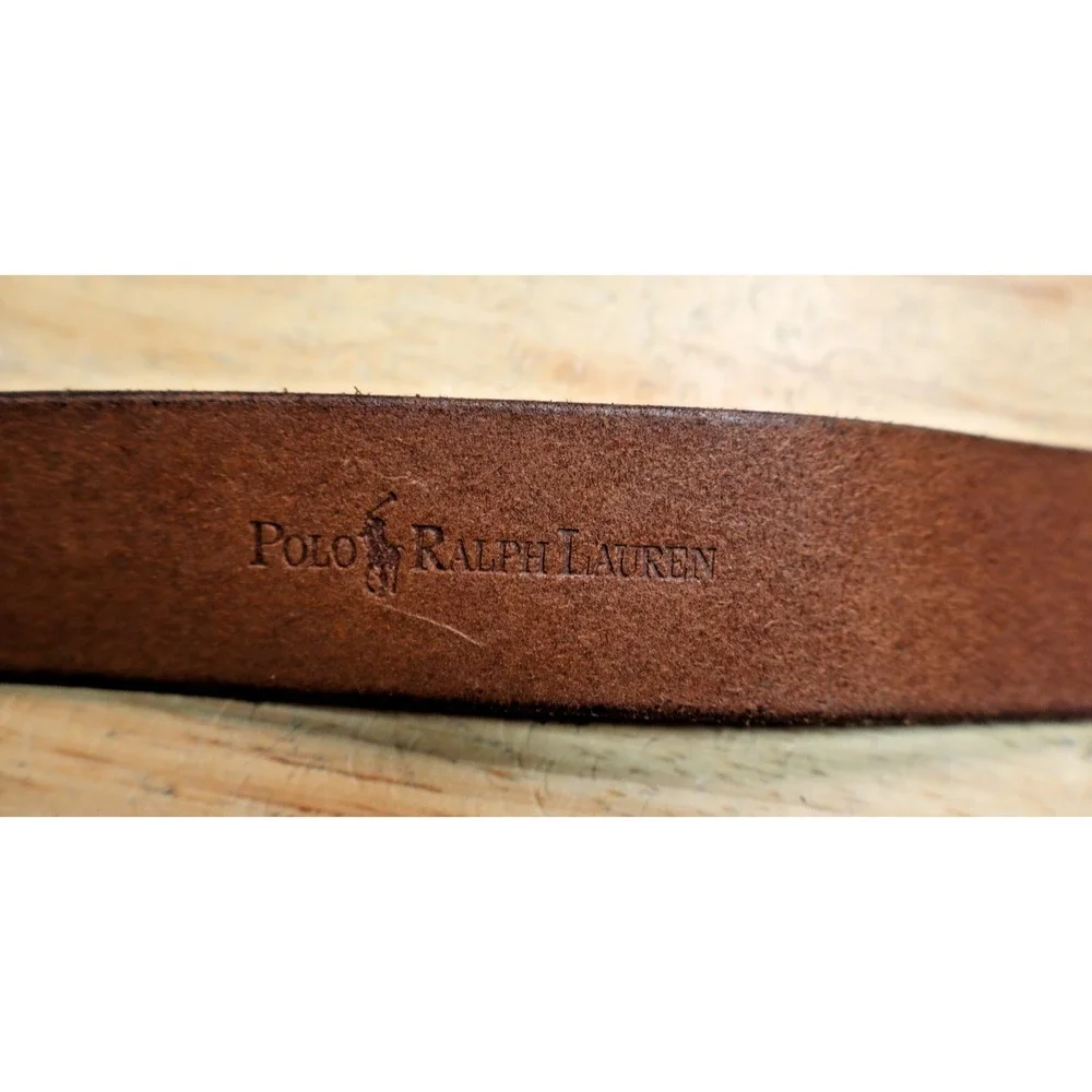 Polo Ralph Lauren Pony Logo Brass Buckle Italian Saddle Leather Belt Size 40